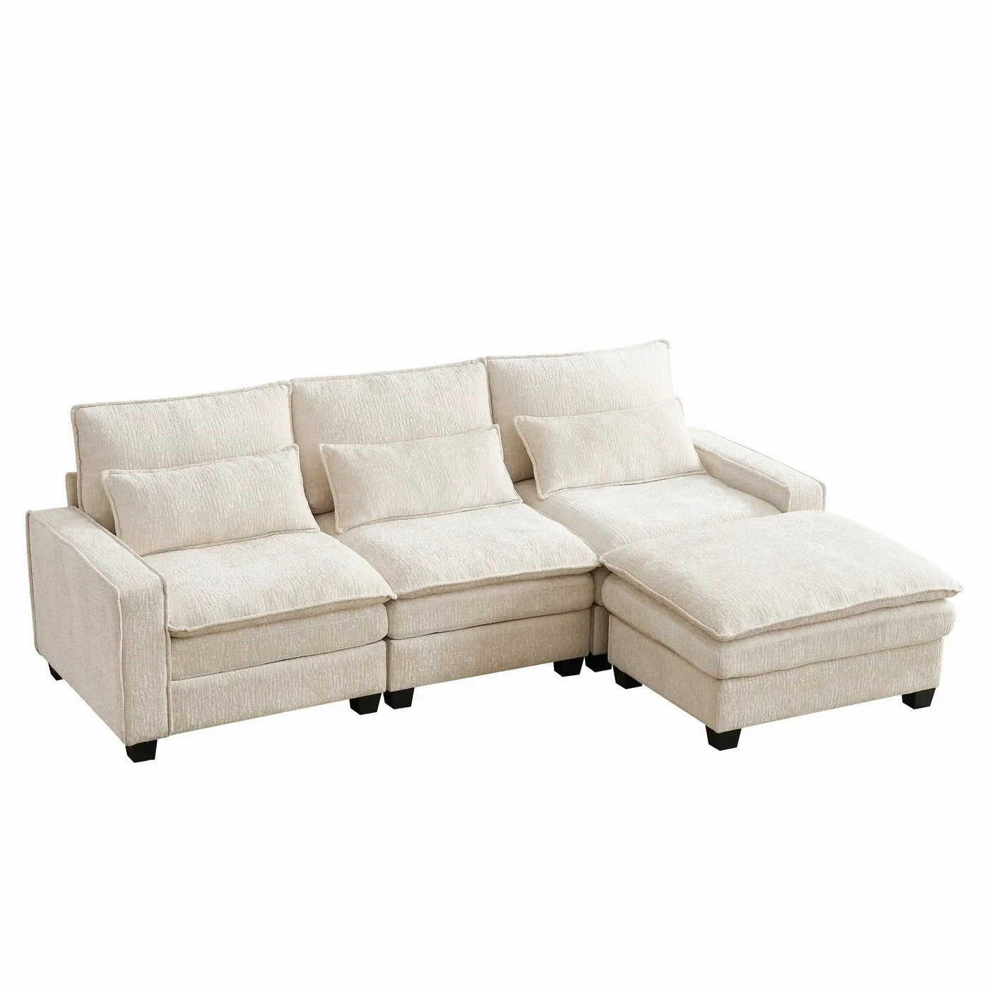 Modern Comfy L Shaped Sectional Sofa With Movable Ottoman by HouseOfZazla
