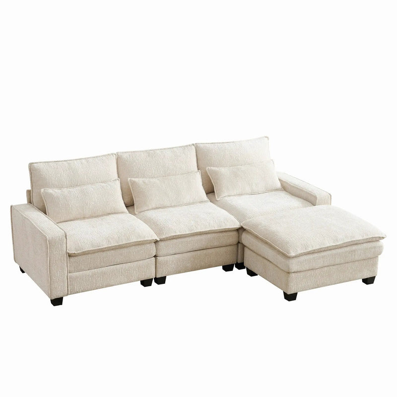 Modern Comfy L Shaped Sectional Sofa With Movable Ottoman by HouseOfZazla