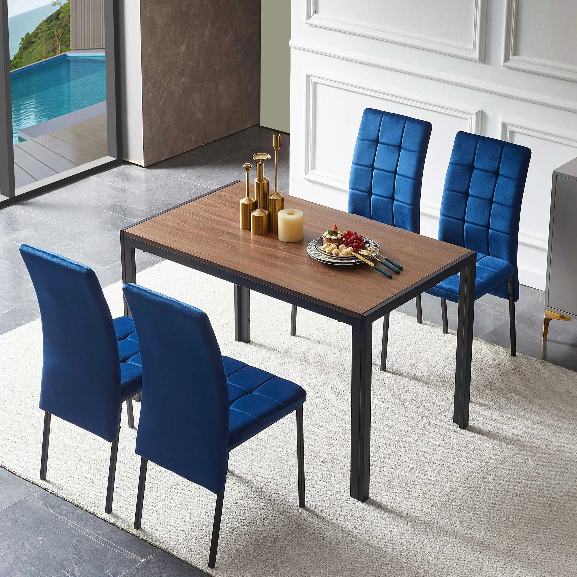 5 Piece Dining Set Including High Back Nordic Dining Chair & Creative Design Dining Table by HouseOfZazla
