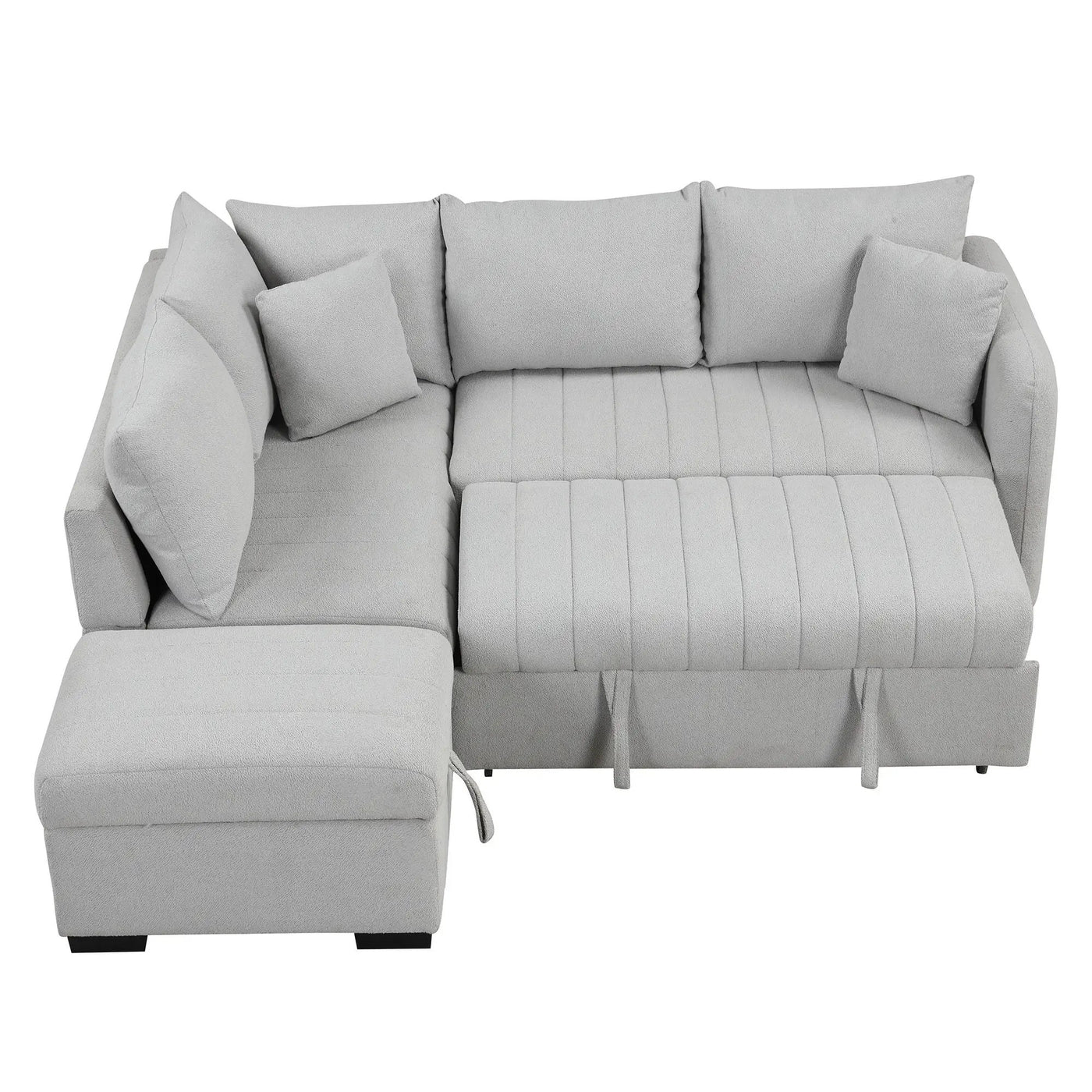 L-Shaped Sectional Pull Out Sofa Bed Sleeper Sofa With Two USB Ports, Two Power Sockets And A Movable Storage Ottoman by HouseOfZazla