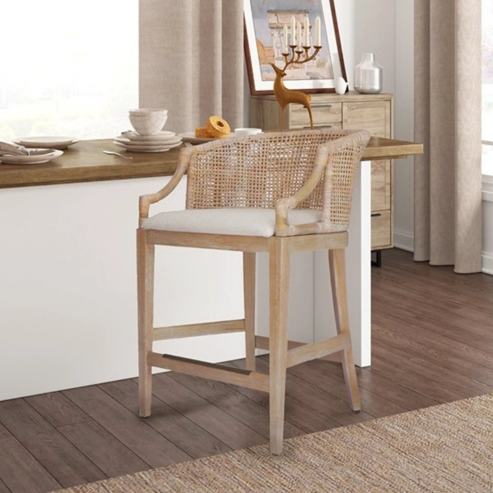 Casual Handcrafted Rattan Counter Stool by Unique Piece Furniture