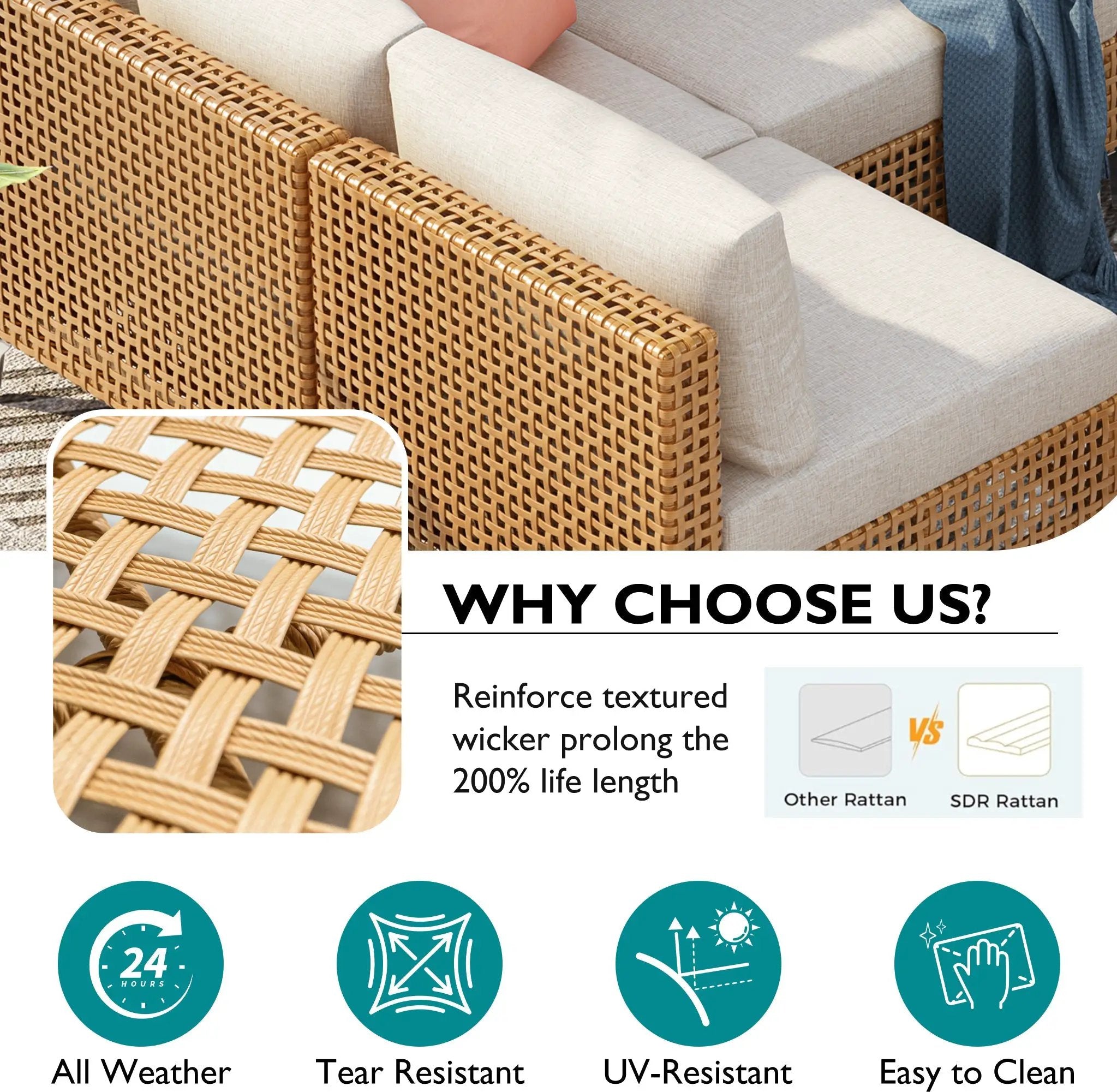 K&K 7-Piece Wicker Patio Furniture Set by HouseOfZazla