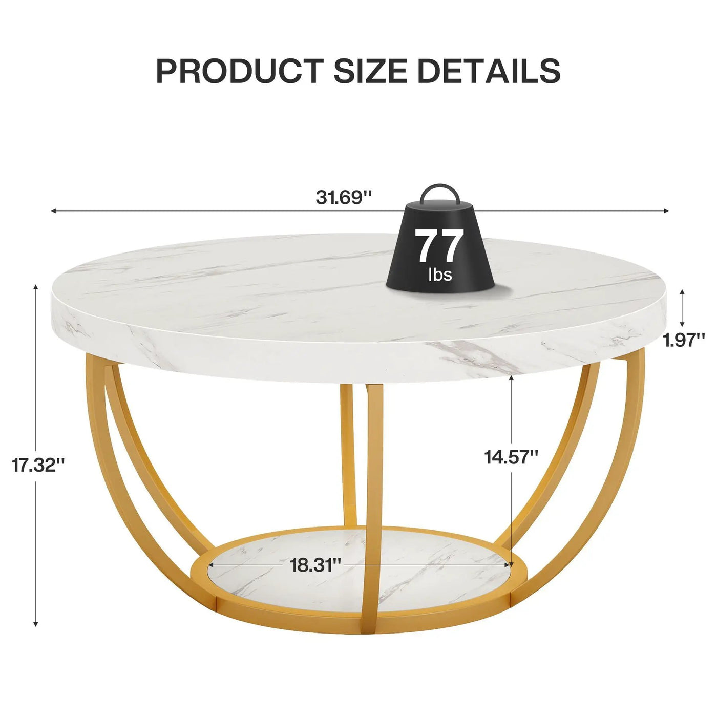 2 Tier Circle Coffee Table With Storage Shelves by HouseOfZazla