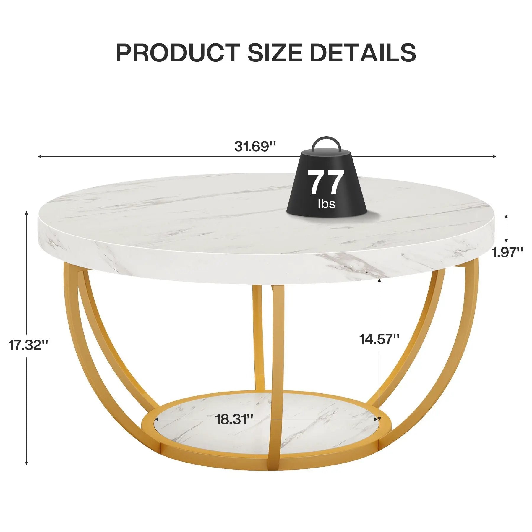 2 Tier Circle Coffee Table With Storage Shelves by HouseOfZazla