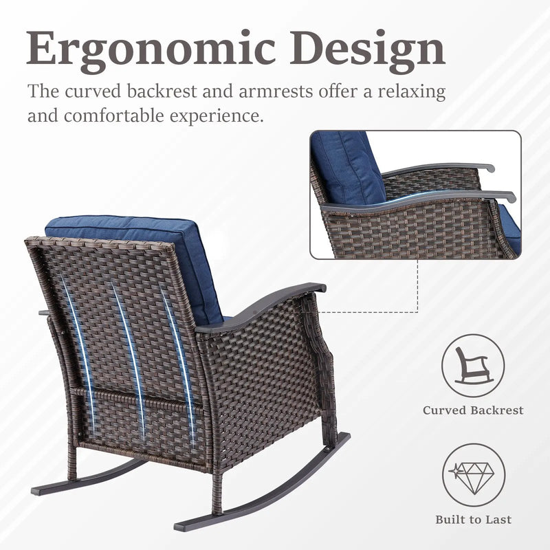 Outdoor Gliding Wicker Chairs Set of 2, PE Rattan Patio Glider Chairs by HouseOfZazla
