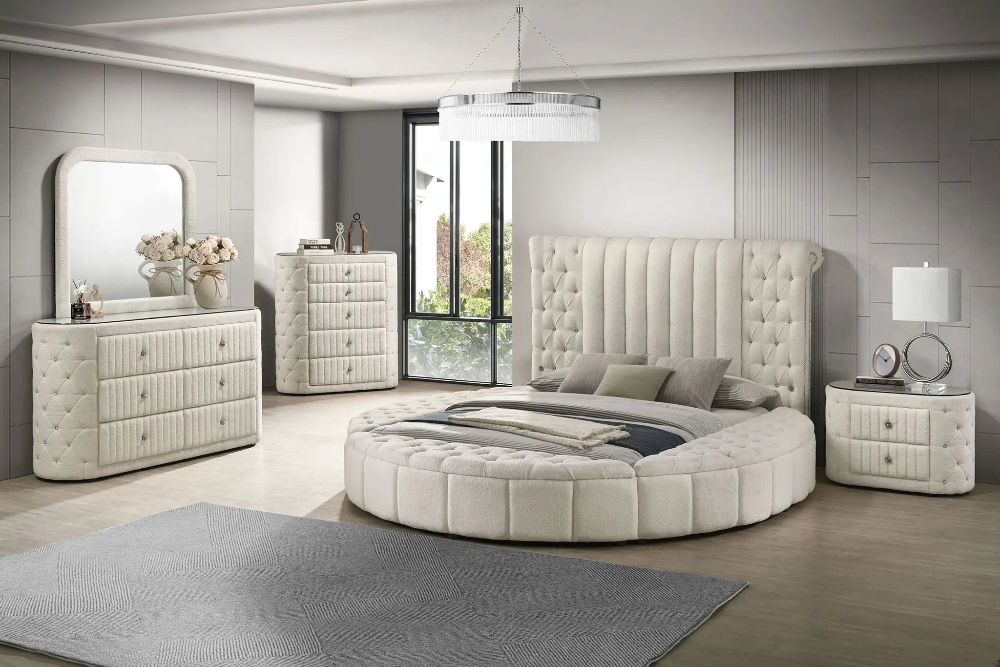 Sonya 5-piece Upholstered Eastern King Bedroom Set Ivory by Unique Piece Furniture
