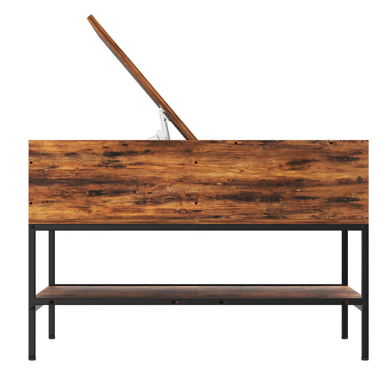Rustic Flip Top Coffee Table With Hidden Storage - Black / Brown by HouseOfZazla