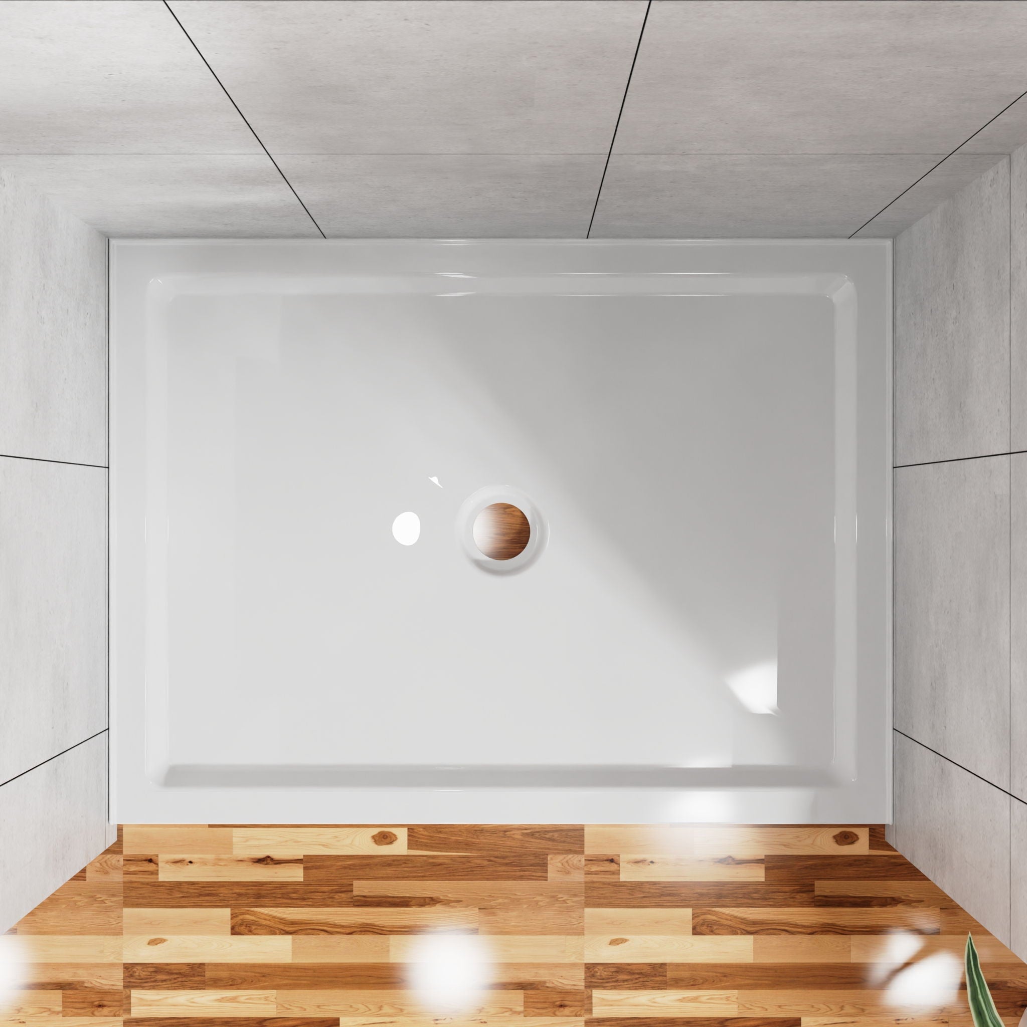Shower Base Anti Slip Center Drain Single Threshold 32" X 48" - White by HouseOfZazla