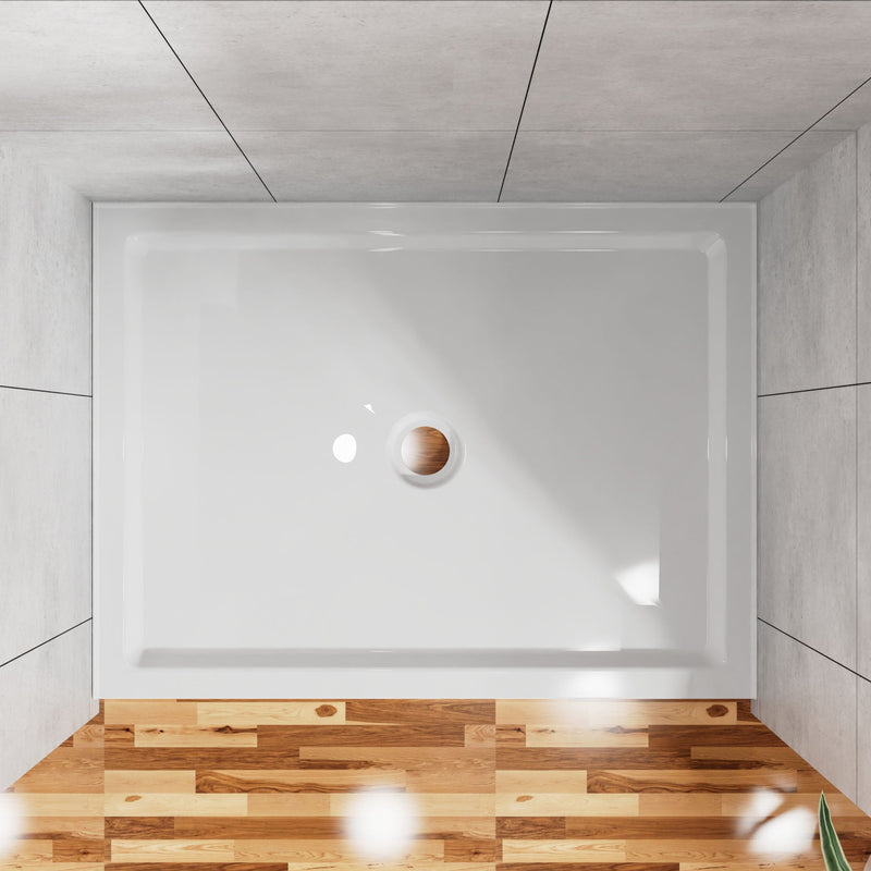 Shower Base Anti Slip Center Drain Single Threshold 32" X 48" - White by HouseOfZazla