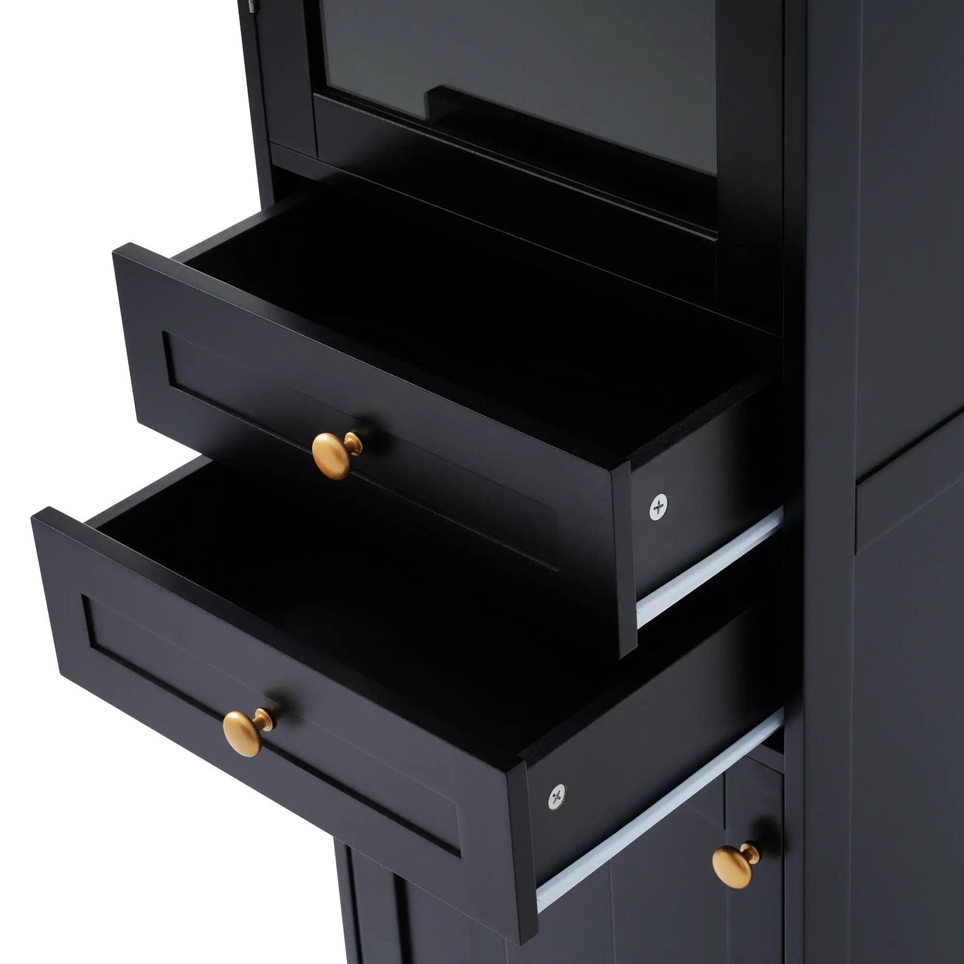 Tall Bathroom Storage Cabinet With Glass Doors, Free-Standing, Two Drawers, And Adjustable Shelves, Board, Painted Perfect For Displaying Your Favorite Items by HouseOfZazla