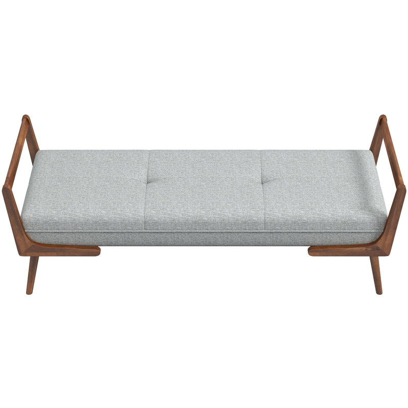 Gray Upholstered Bench with Biscuit Tufting - 51.2" Wide, photo 3 of 12