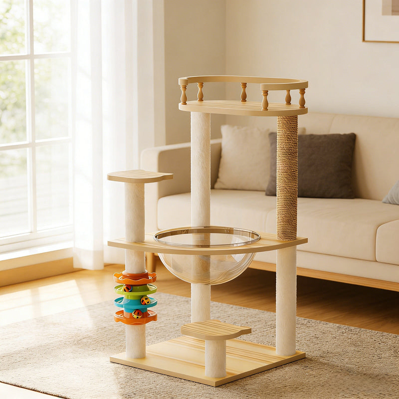 32.2" Modern Cat Tower for Indoor Cats by HouseOfZazla