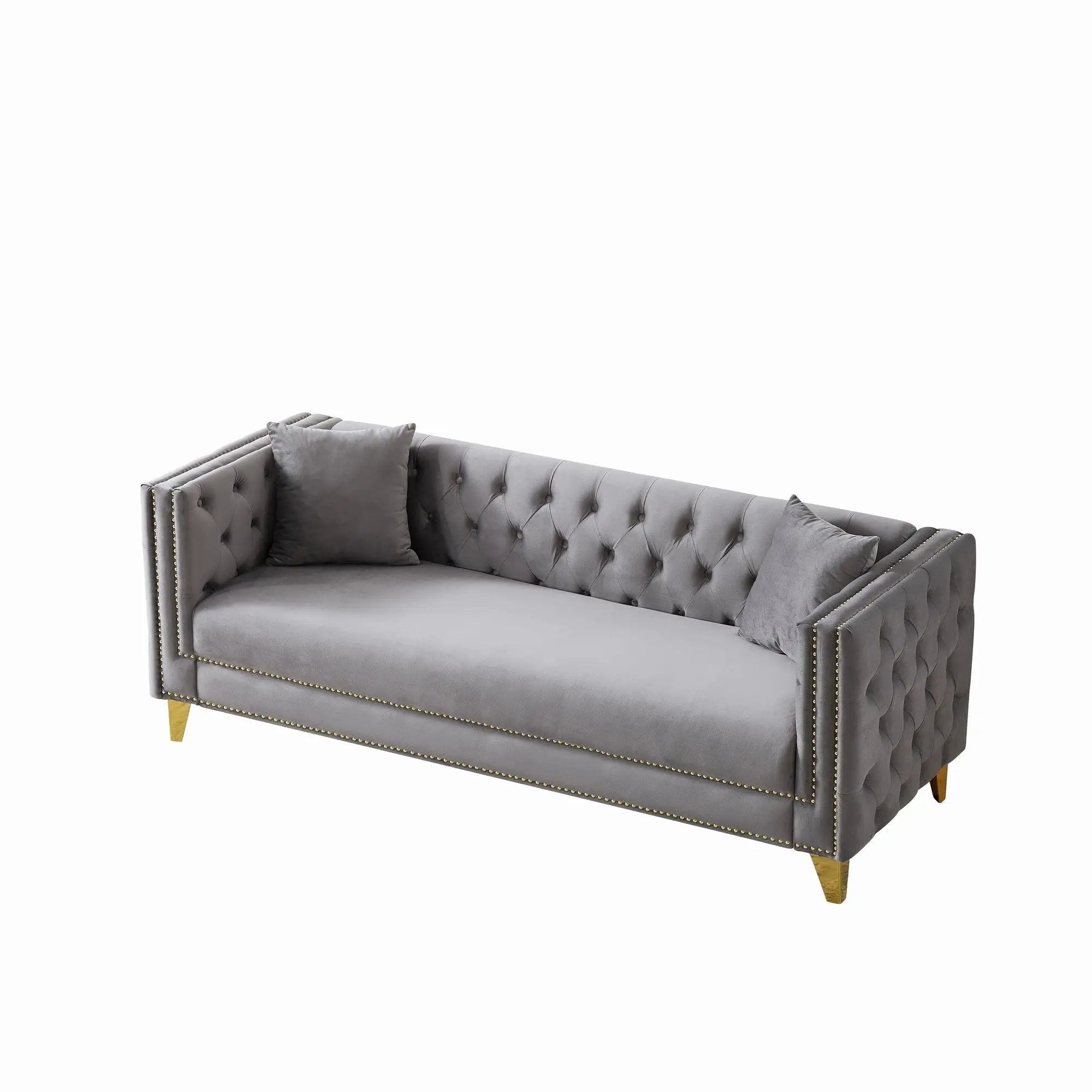 3 Seater Deep Seat Sofa, Sofa With Button Nailhead, Square Arm by Unique Piece Furniture