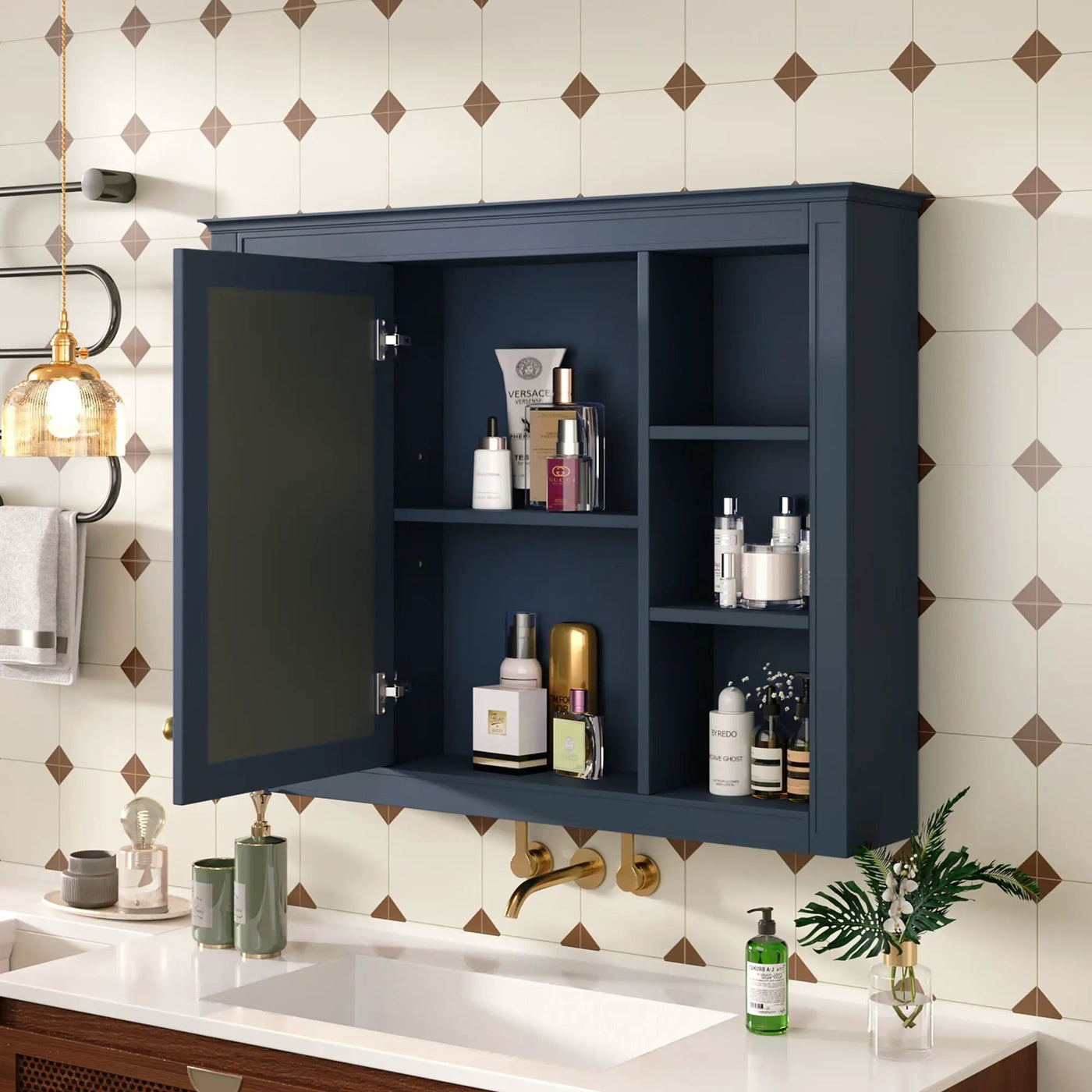 Wall Mounted Medicine Cabinet With Mirror, Storage Cabinet Featuring 6 Open Shelves And Adjustable Interior by HouseOfZazla