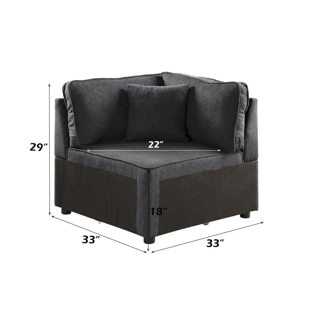 Silvester - Modular Wedge With Pillow - Gray Fabric by Unique Piece Furniture