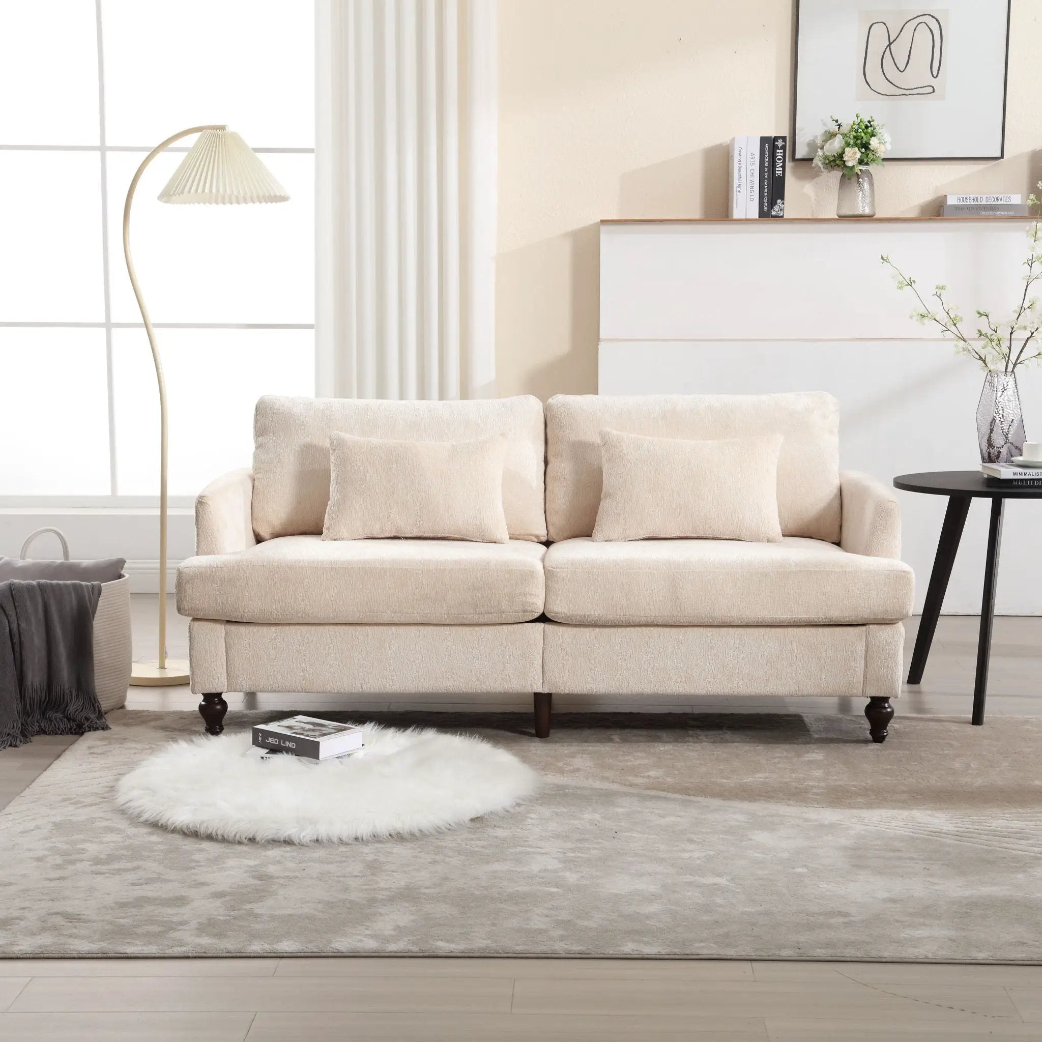 Mid Century Modern Fabric Loveseat Sofa, 2 Seat Upholstered Couch by HouseOfZazla