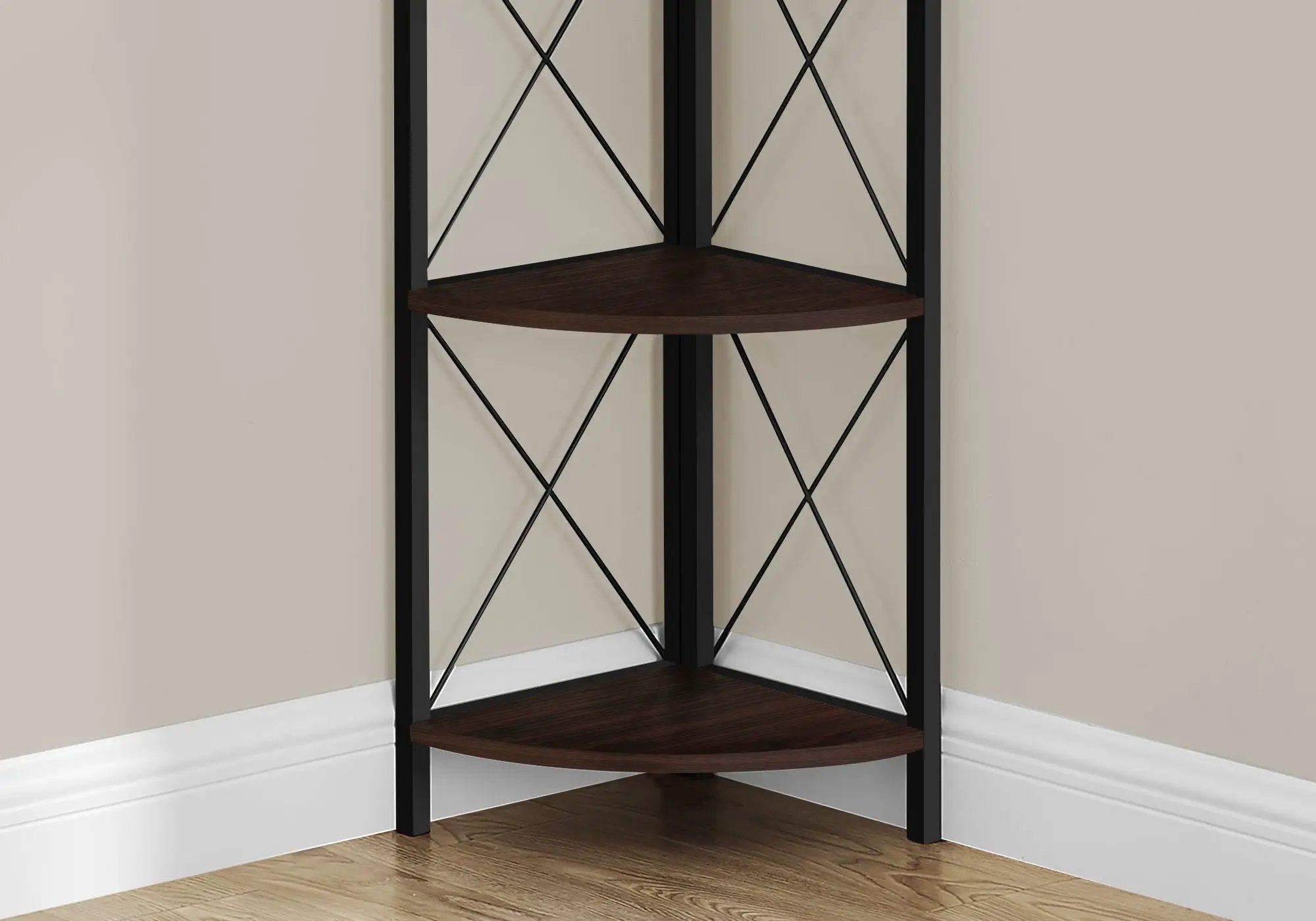 4-Tier Corner Bookshelf with Marble Look and Metal Frame by HouseOfZazla