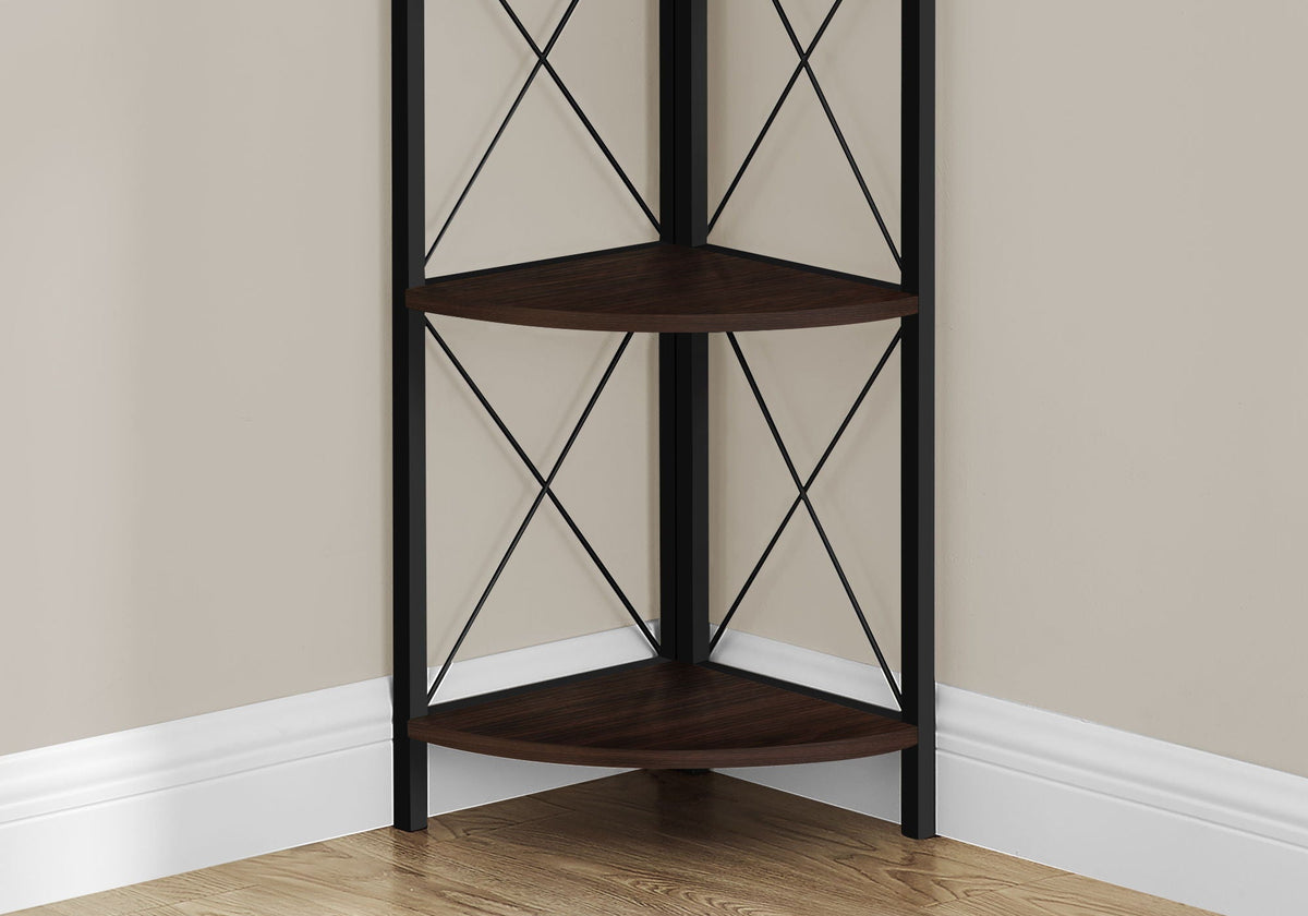 4-Tier Corner Bookshelf with Marble Look and Metal Frame - Black, photo 8 of 16