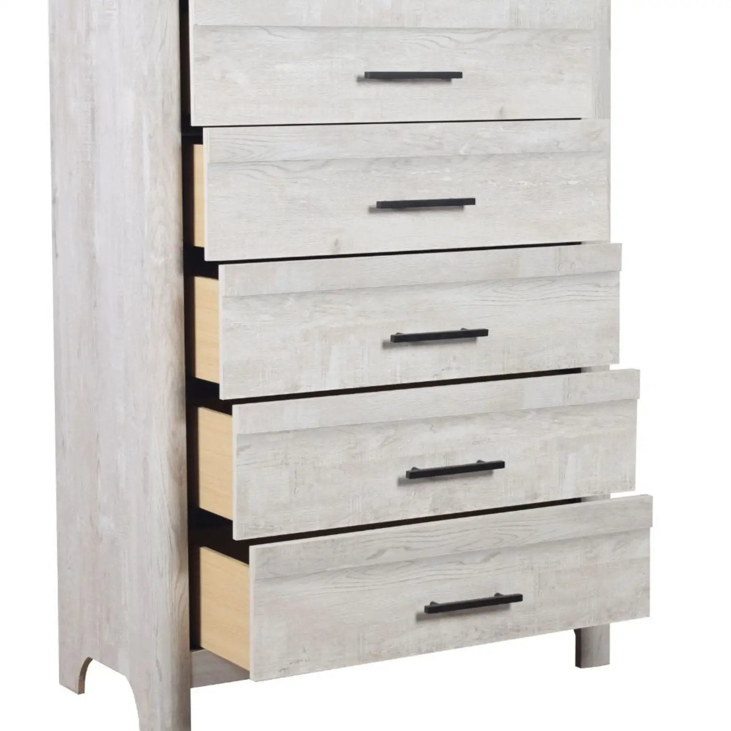Modern Style 5 Drawer Chest In Natural Rustic Wood With Clean Lines And Spacious Storage by HouseOfZazla