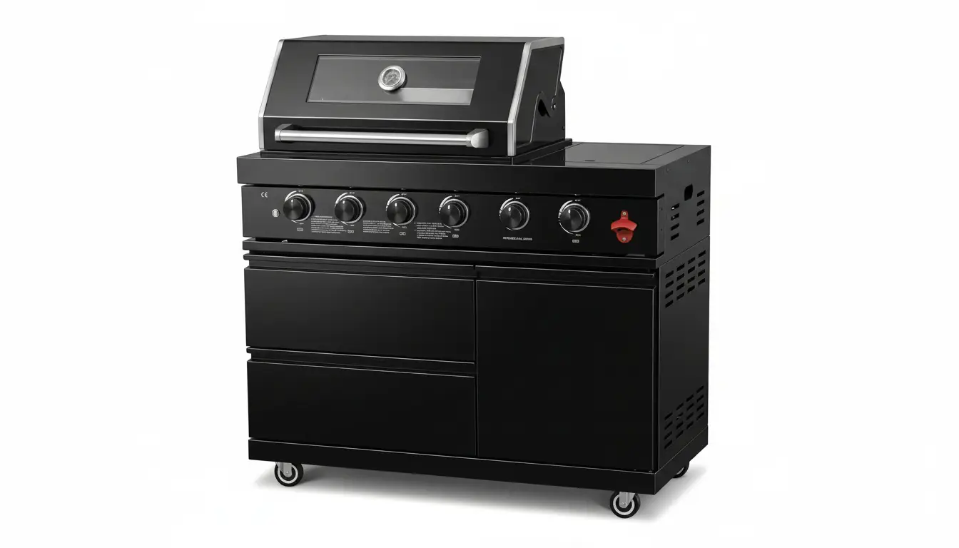 46" Black 4-Burner Outdoor Kitchen Islands Grill Side Burner by Chery Industrial