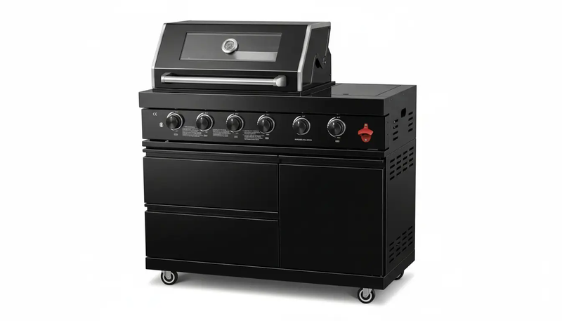 46" Black 4-Burner Outdoor Kitchen Islands Grill Side Burner by Chery Industrial