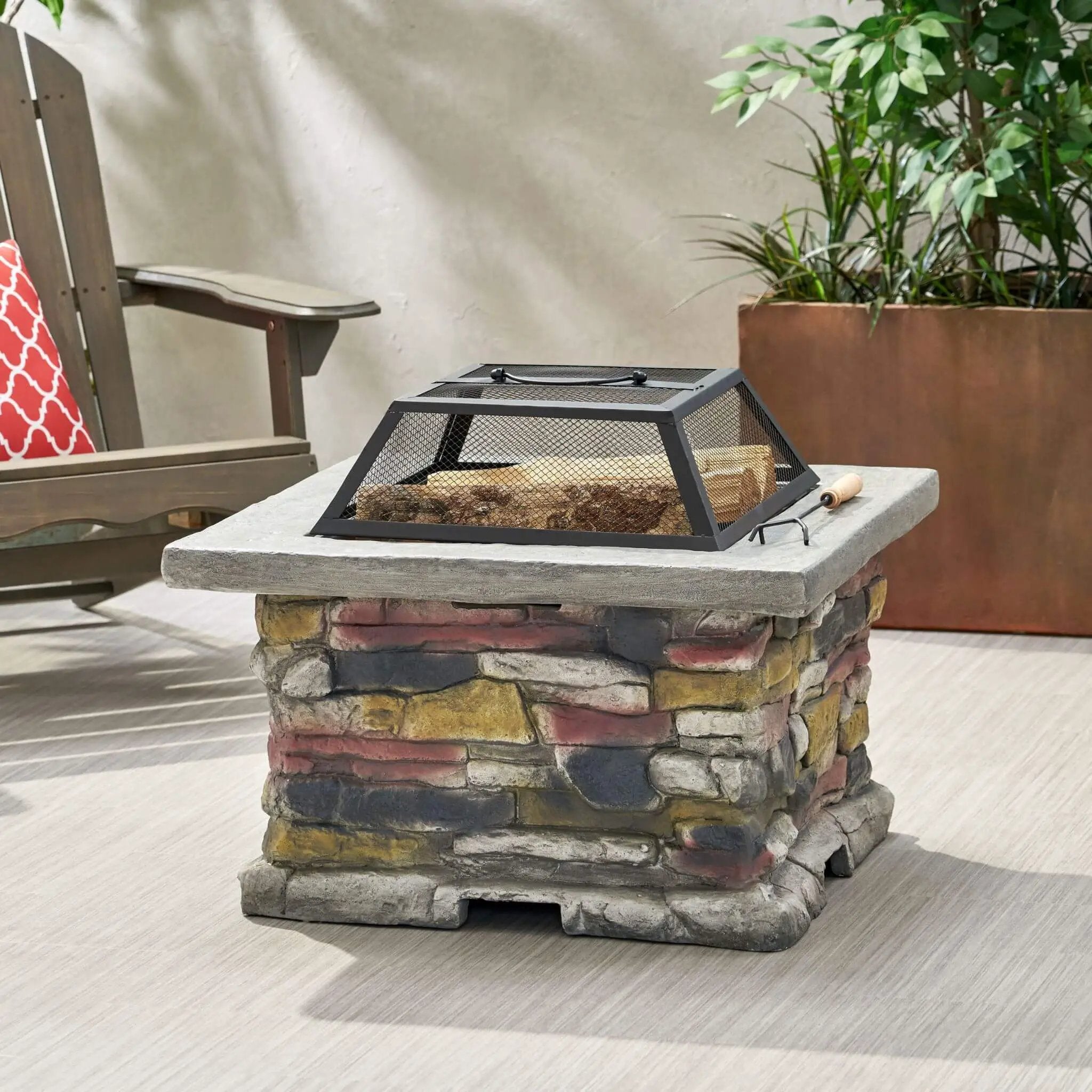 Alora 28-Inch Premium Outdoor Wood Burning Magnesium Oxide Fire Pit With Lid (SAK75214) by SAKSBY WHOLESALE
