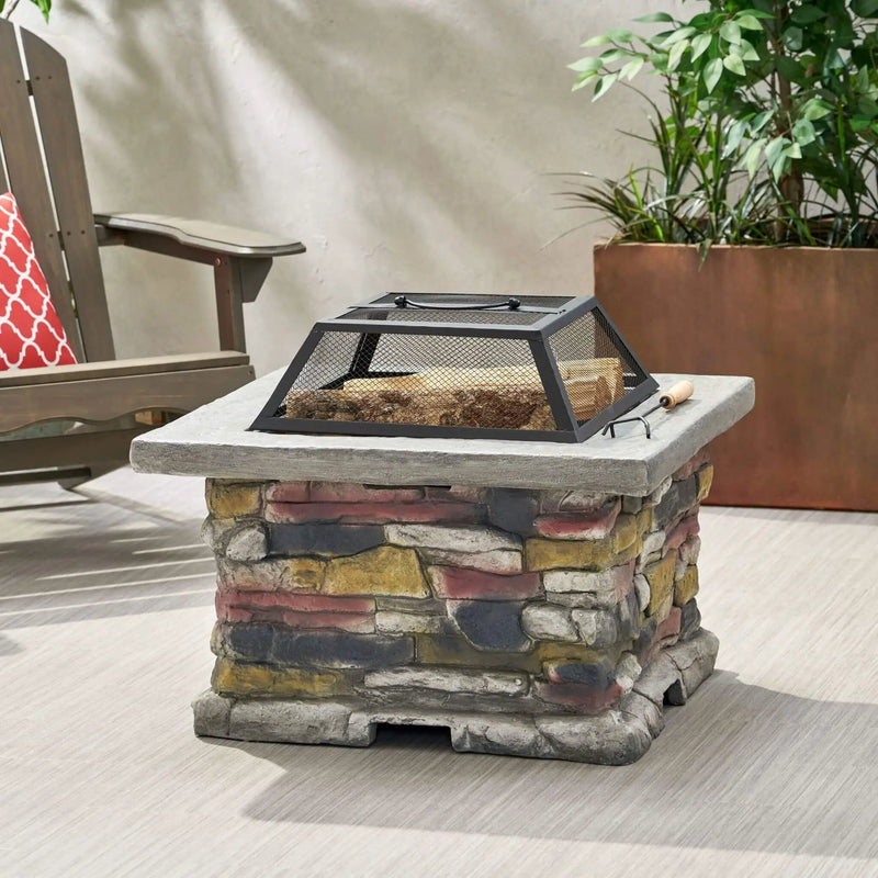 Alora 28-Inch Premium Outdoor Wood Burning Magnesium Oxide Fire Pit With Lid (SAK75214) by SAKSBY WHOLESALE
