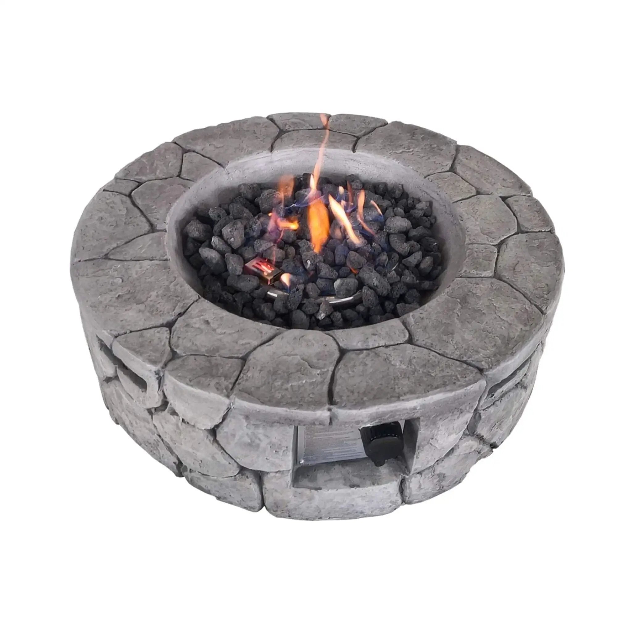 Alora 28-Inch Stone Gray Outdoor Fiber Reinforced Concrete Propane Fire Pit (SAK16725) by SAKSBY WHOLESALE