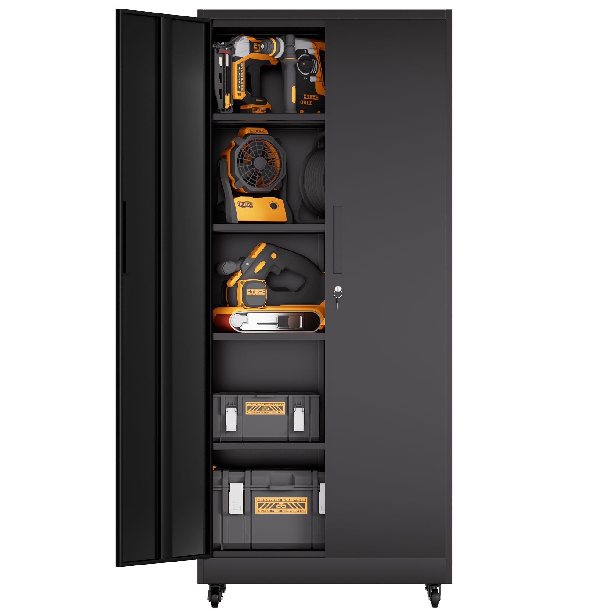 Heavy Duty Rolling Cabinet With Lock, Garage Storage Cabinet, 4 Adjustable Shelves For Tool Organization by HouseOfZazla
