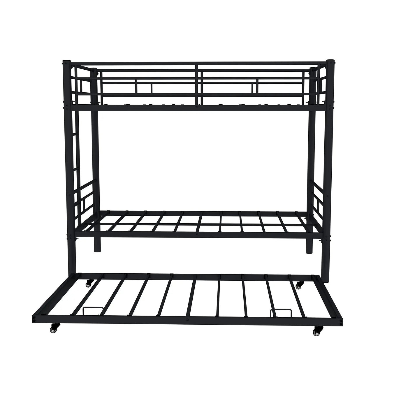 Metal Bunk Bed For Kids, Convertible Bedframe With Ladders & Guardrail by HouseOfZazla