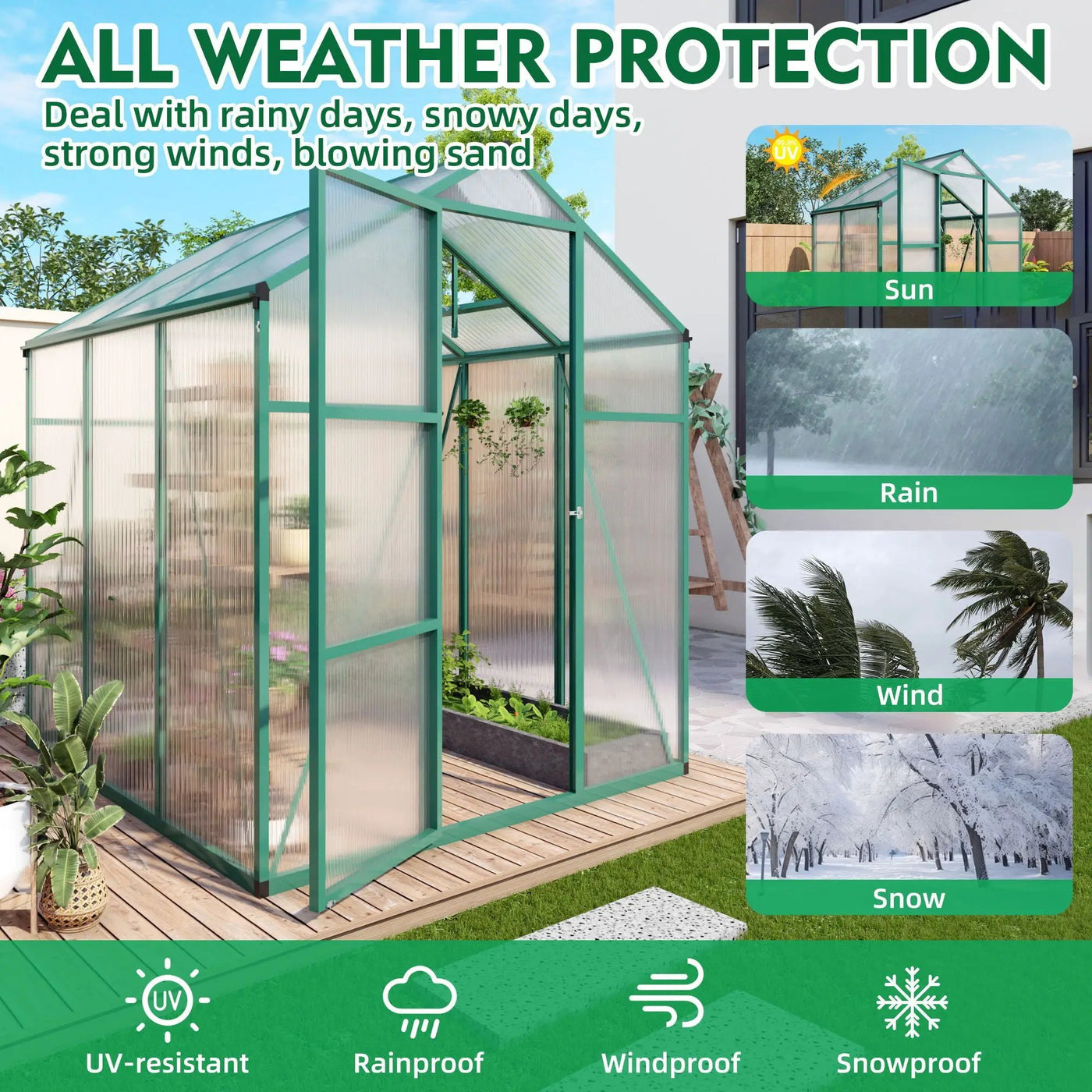 Polycarbonate Walk-In house, Raised Base For Outdoor In All Season by HouseOfZazla