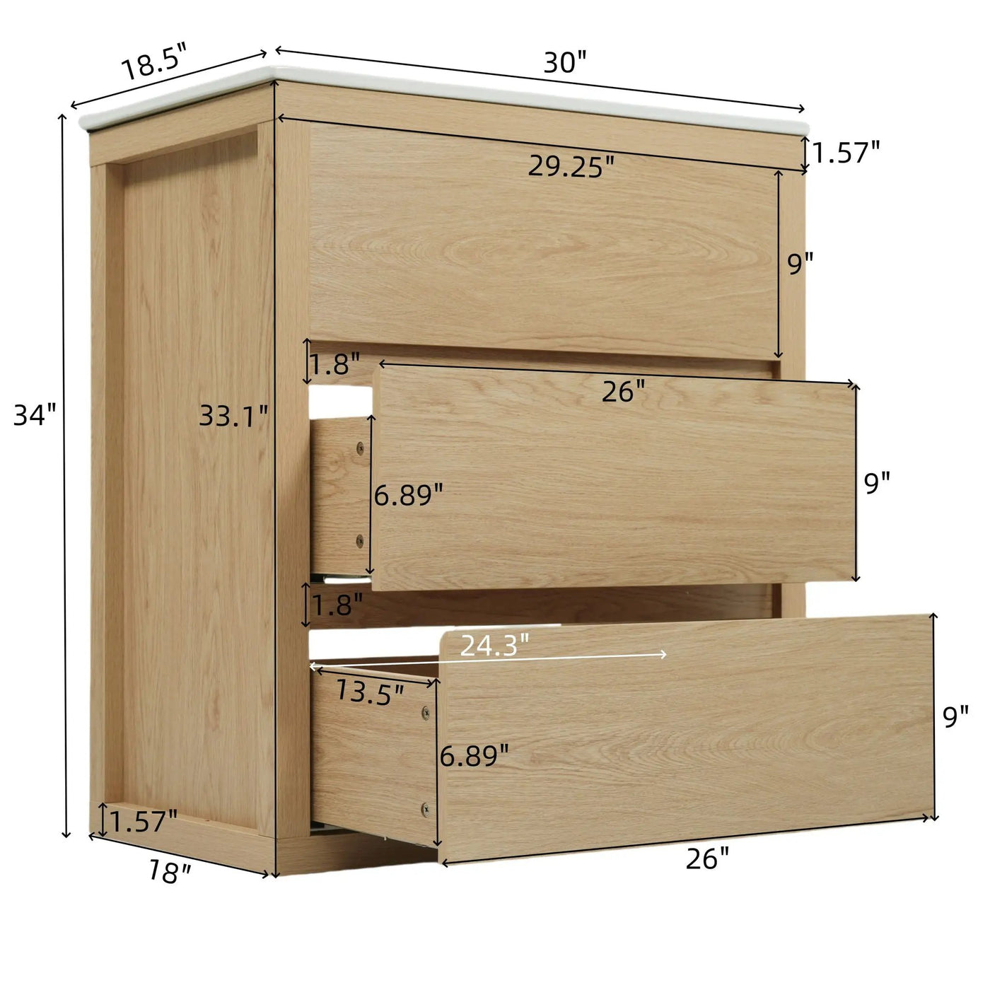Freestanding Bathroom Vanity with Ceramic Sink and 2 Full Extension Drawers by HouseOfZazla