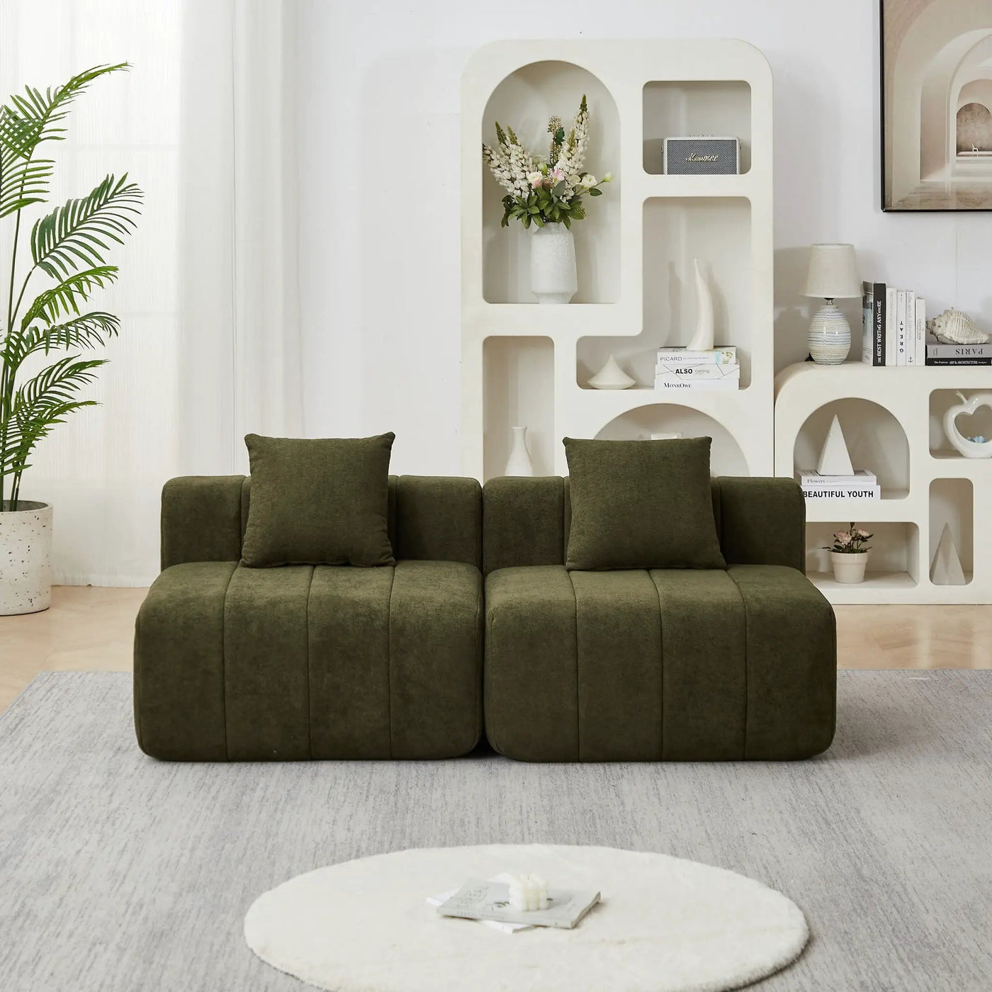 Modular Sectional Sofa With 2 Pillows, Symmetrical Design by HouseOfZazla