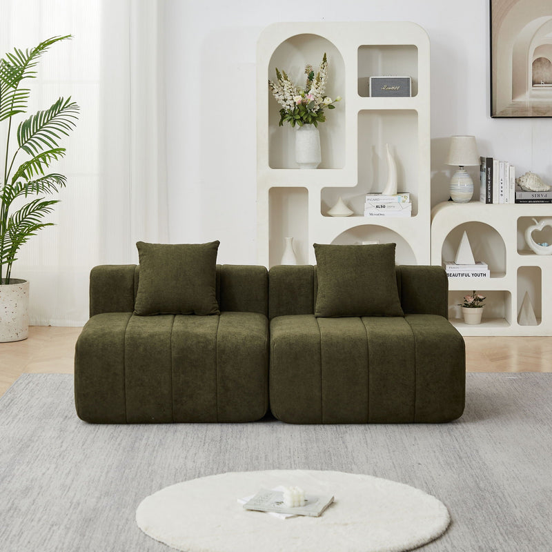 Modular Sectional Sofa With 2 Pillows, Symmetrical Design by HouseOfZazla