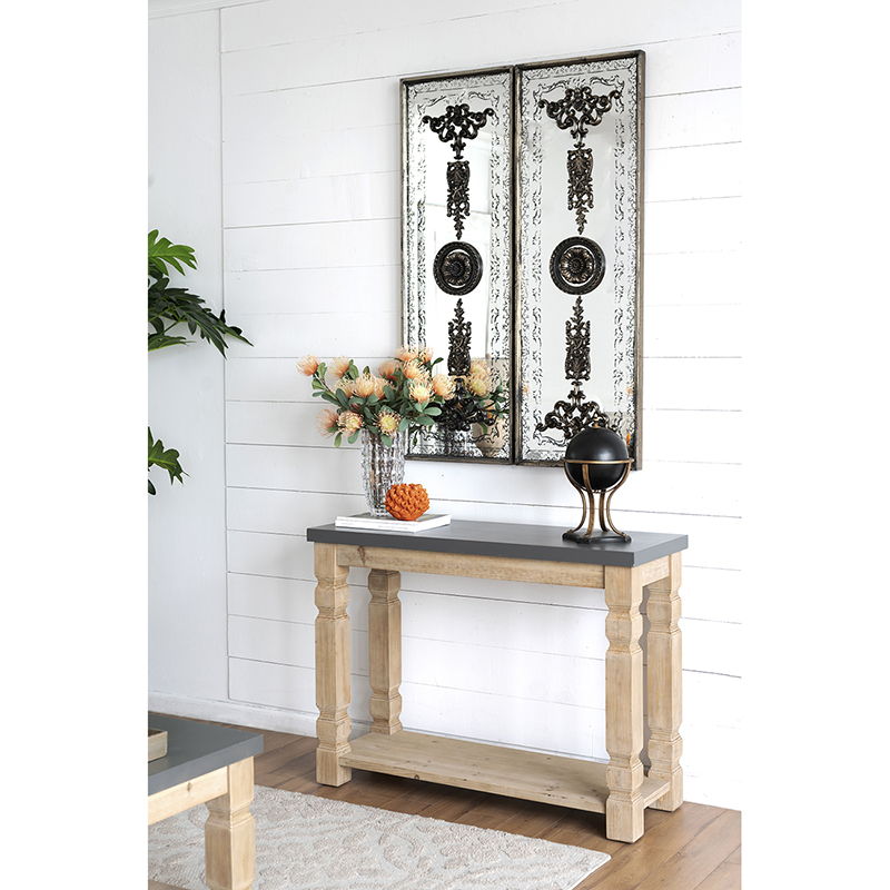 Rustic and Modern Console Table with Fir Wood & Veneer - Light Brown, photo 4 of 12