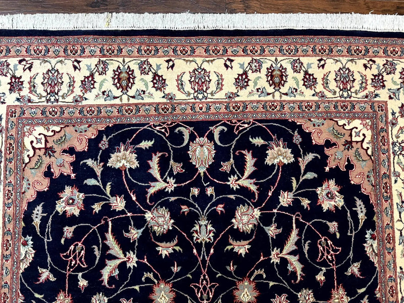 Navy Blue Pak Persian Rug 6x10, Floral Medallion, Traditional Persian Area Rug, Fine 240 KPSI by Jewel Rugs