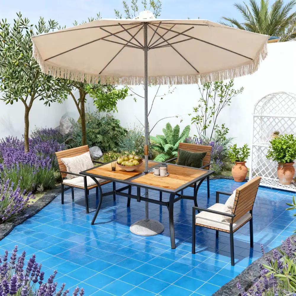 Stable Faux Wood Rectangle Outdoor Dining Table by HouseOfZazla