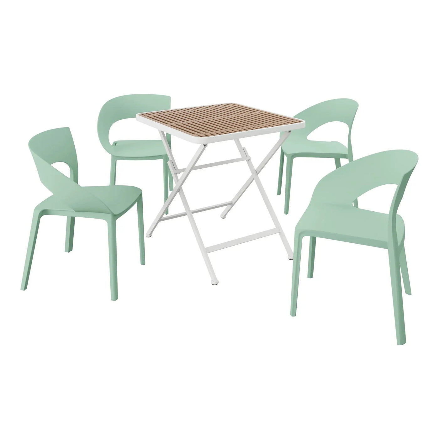 4 Piece Set Of Modern Designed Single Chairs With Folding Square Table by HouseOfZazla