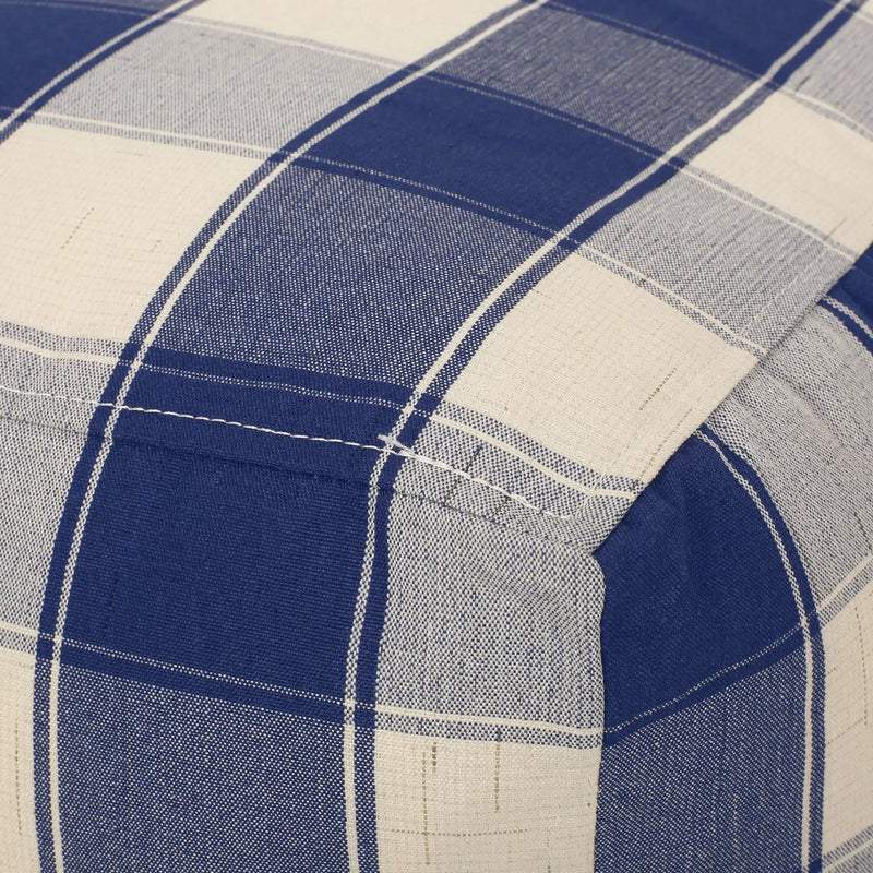 Connor - Checkered Square Pouf Ottoman And Floor Cushion - Ivory / Navy by Unique Piece Furniture