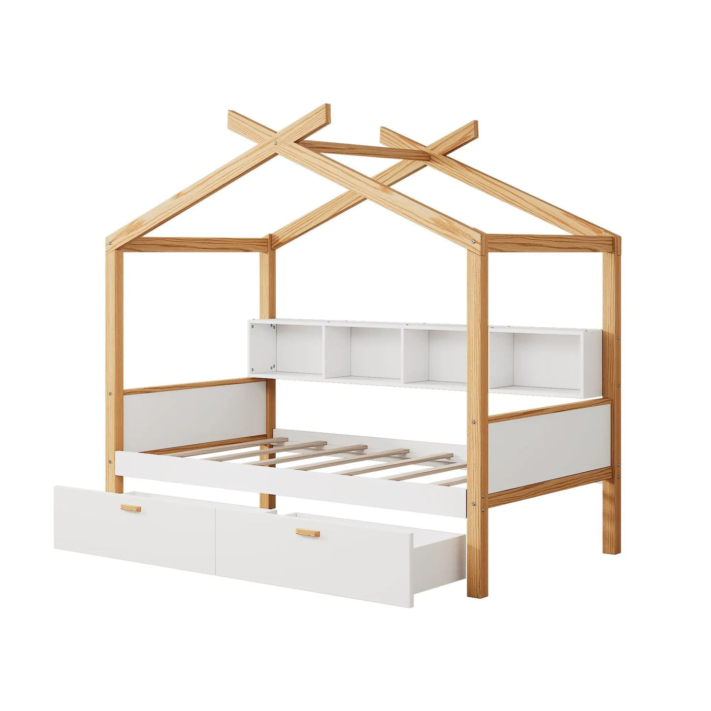 House Bed With Bookshelf Storage by HouseOfZazla