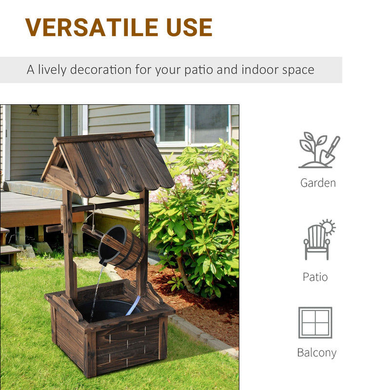 Carbonized Wood Wishing Well Outdoor Fountain 44 Inch, photo 5 of 9