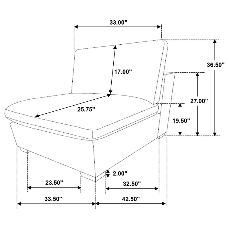 Lakeview Upholstered Armless Chair Ivory by Unique Piece Furniture