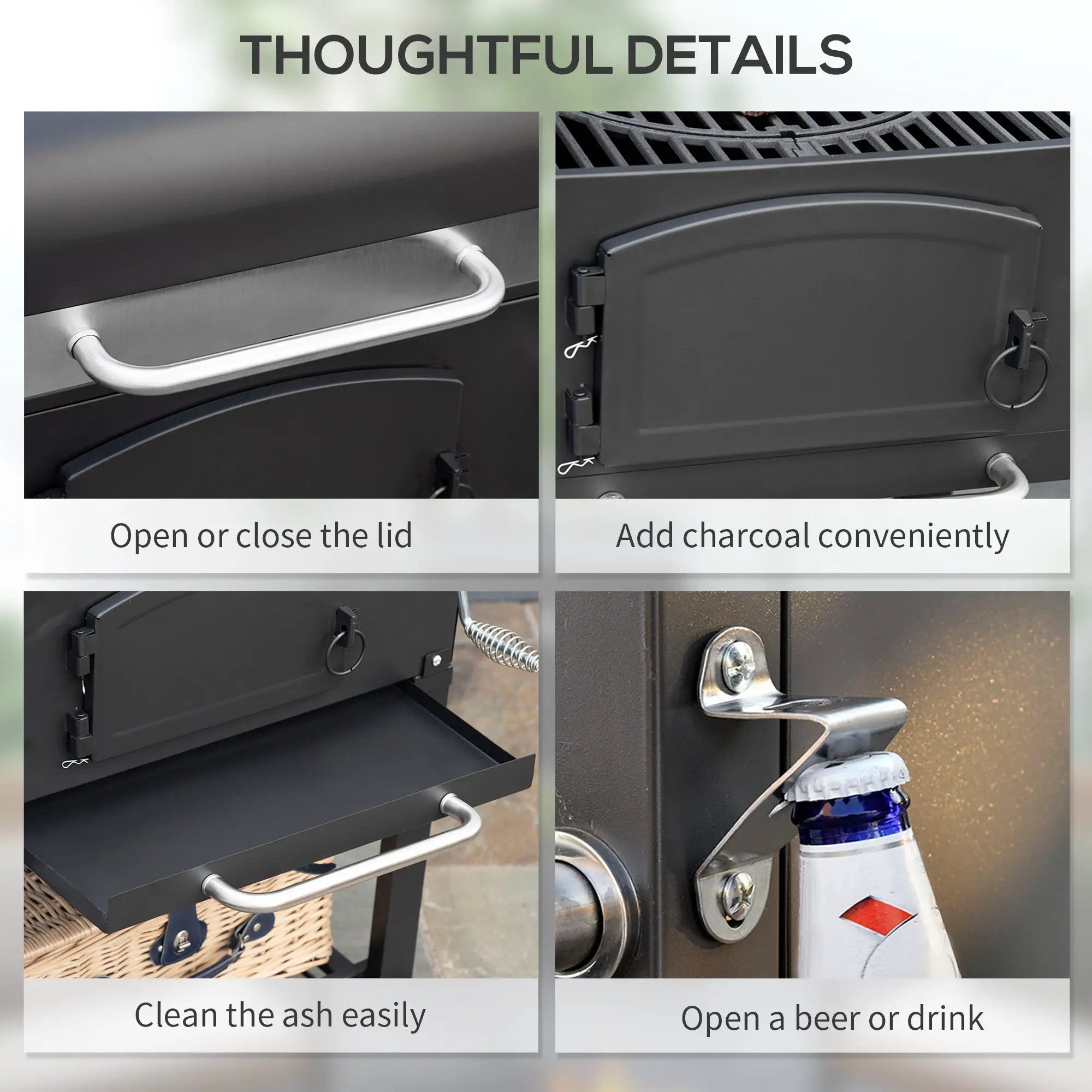 Outsunny Charcoal Grill with Adjustable Height & Folding Shelves by HouseOfZazla