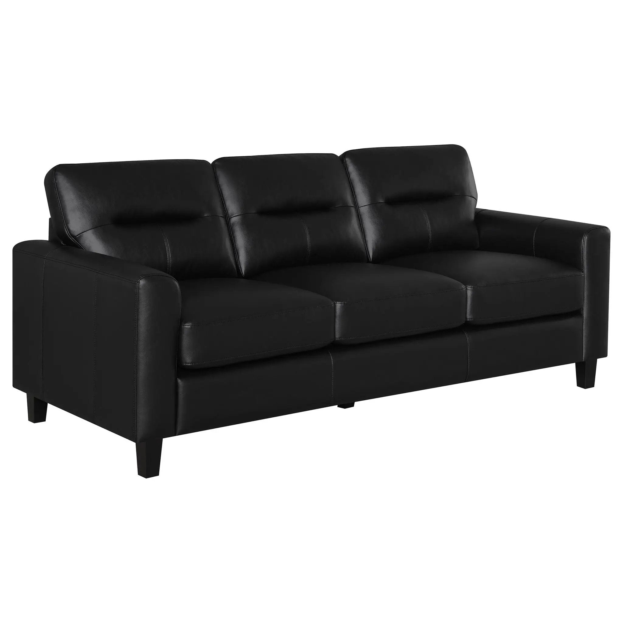 Scotland Faux Leather Upholstered Track Arm Sofa Black by Unique Piece Furniture