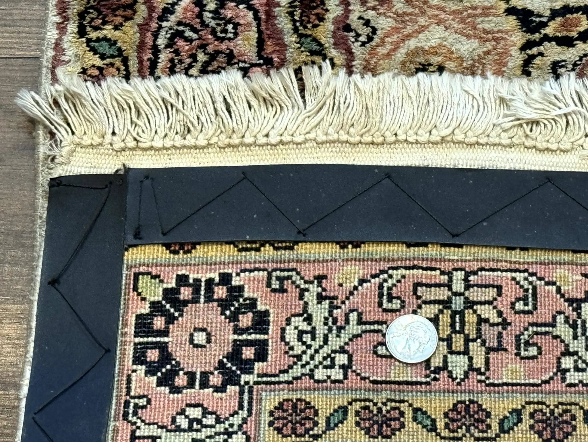 Silk Indian Kashmiri Runner Rug 2.7 x 9.8, Floral Medallions by Jewel Rugs