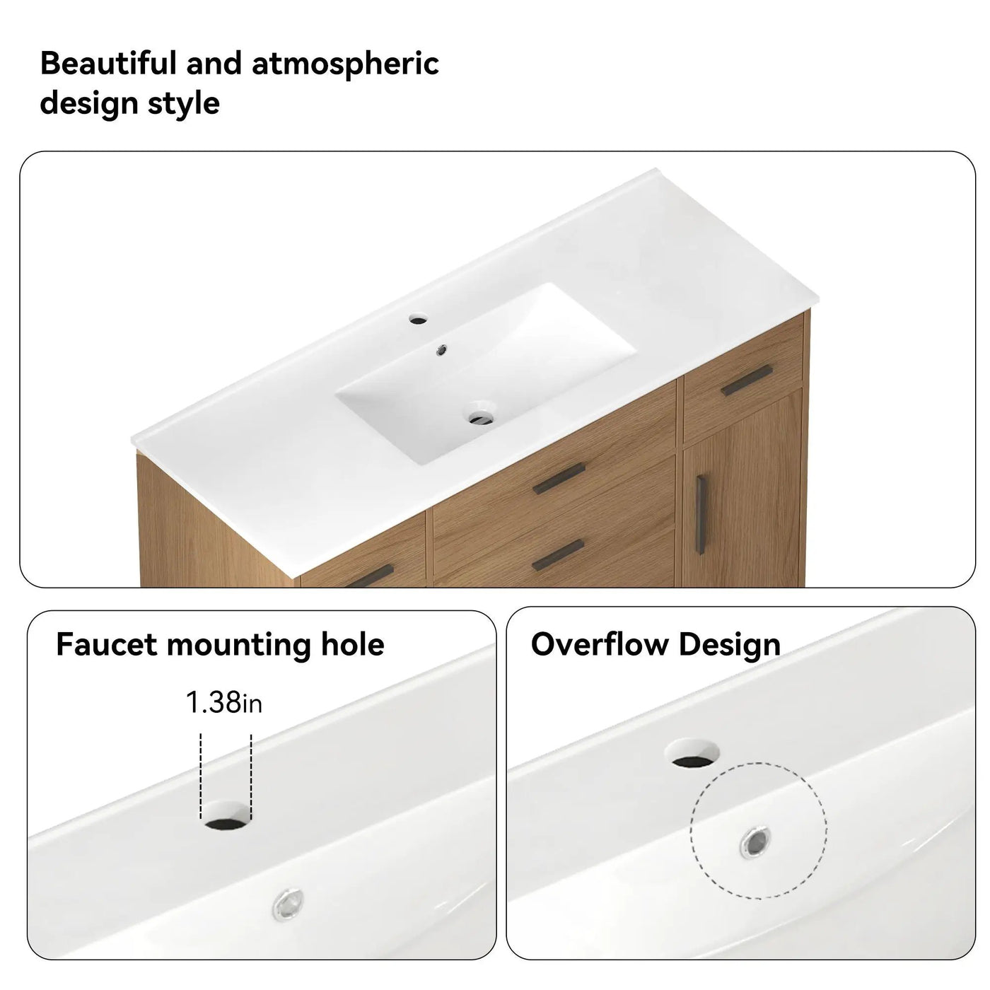 Bathroom Vanity With Abundant Storage 2 Soft Close Doors And 6 Drawers by HouseOfZazla