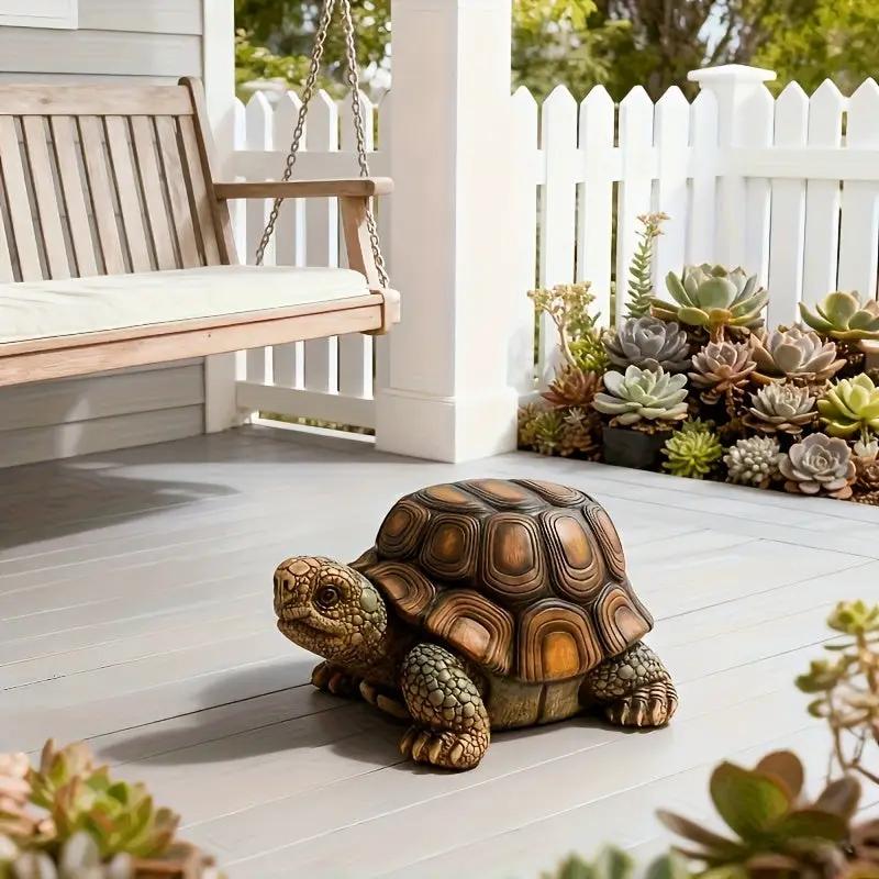 18" Garden Turtle Statue Stool - Multi-Purpose Decorative Resin Sculpture by HouseOfZazla