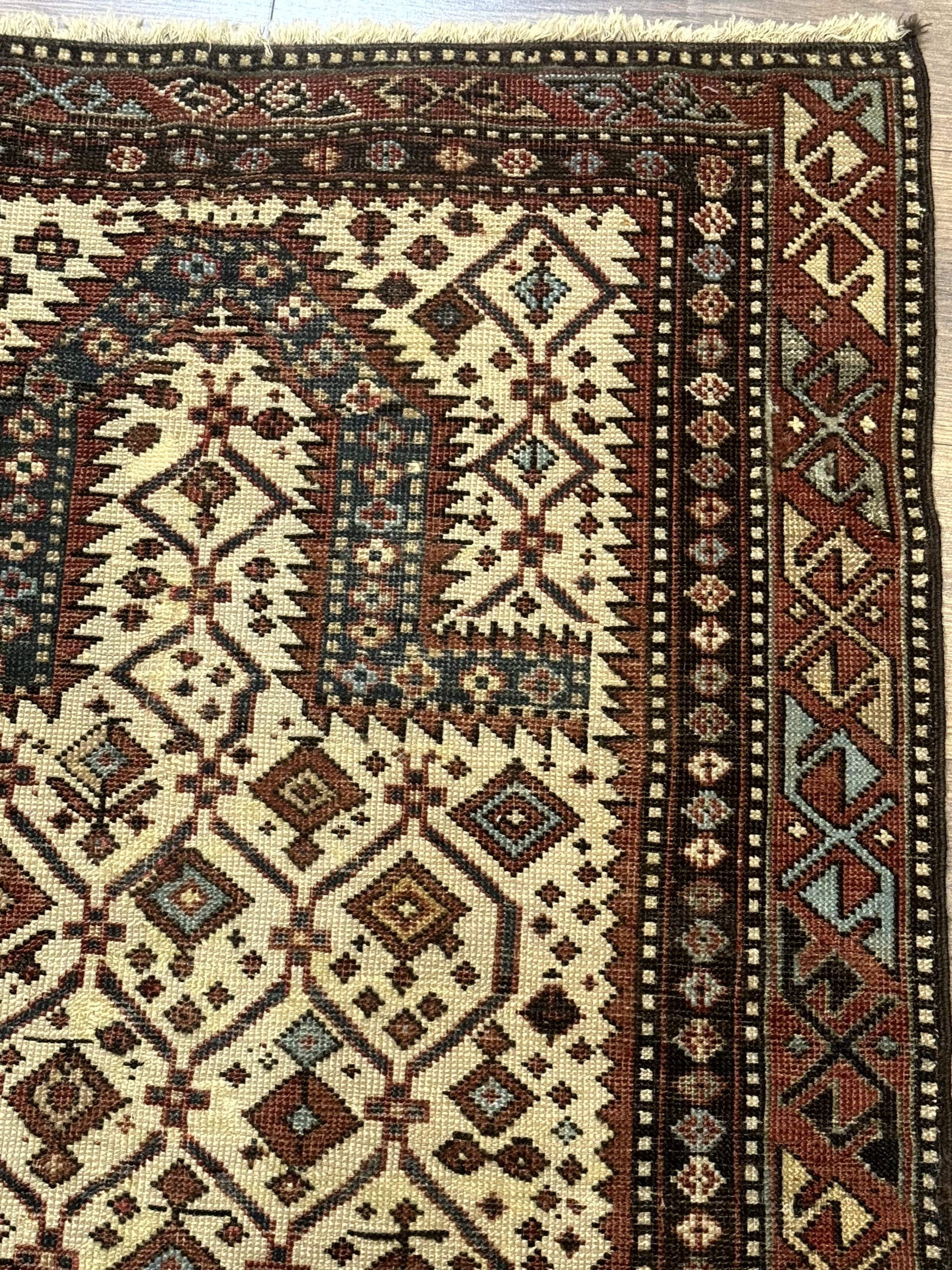 Antique Caucasian Shirvan Rug 3x5, Dagestan Prayer Rug, Collectible, Early 20th Century Rug by Jewel Rugs