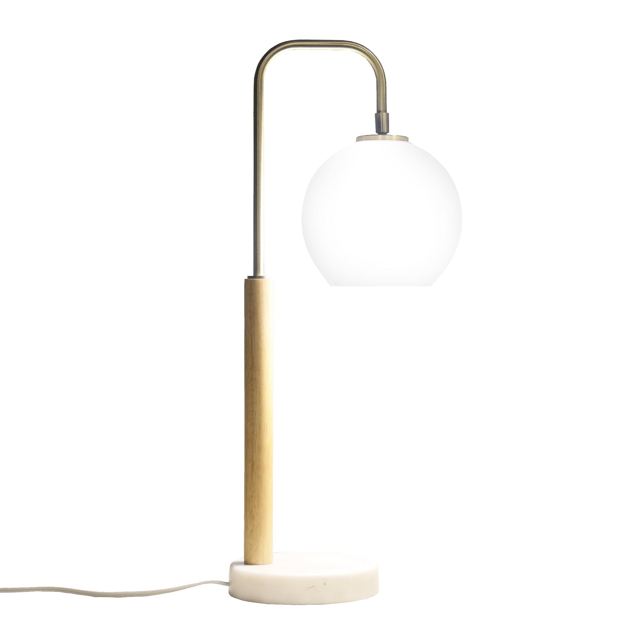 Bedside Table Lamp With Globe Lampshade - White by HouseOfZazla