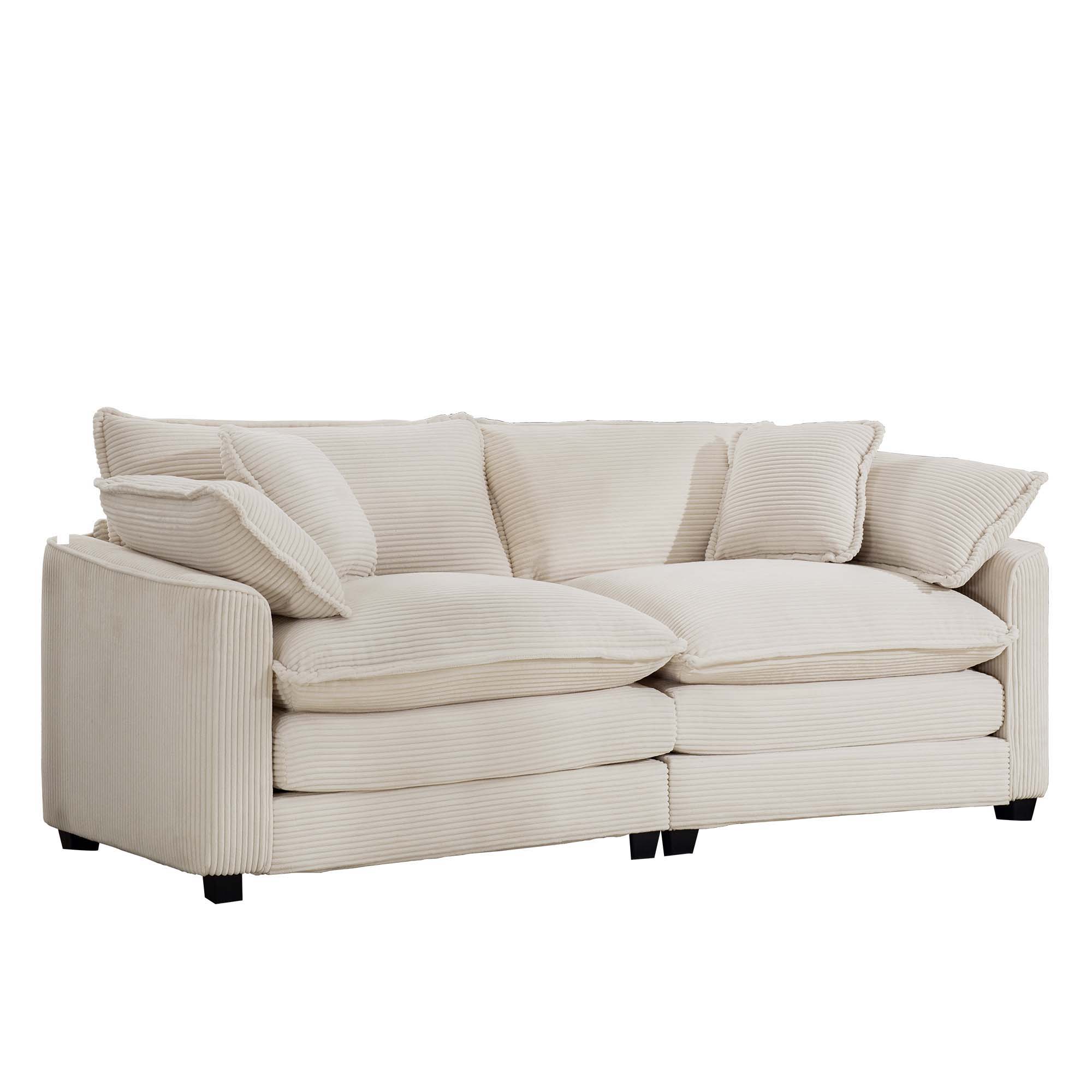 Modern 2 Seater With 4 Pillows, Upholstered Deep Seating Loveseat by Unique Piece Furniture